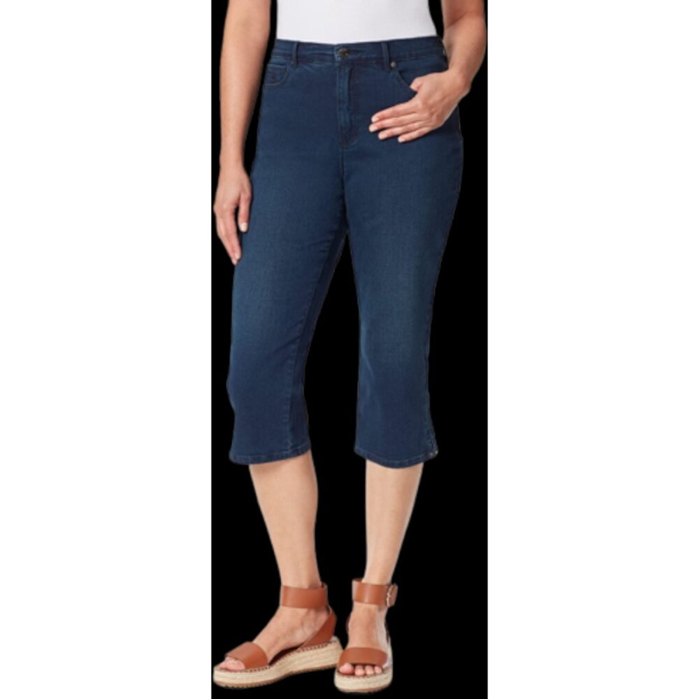 Women's Gloria Vanderbilt Amanda Navy Park City Capri Jeans Size 8 Brand New